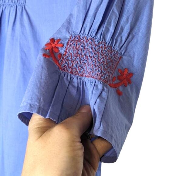 NWT Madewell Embroidered Breeze Cotton Dress Lightweight Resort Boho Blue XXS - Picture 6 of 13